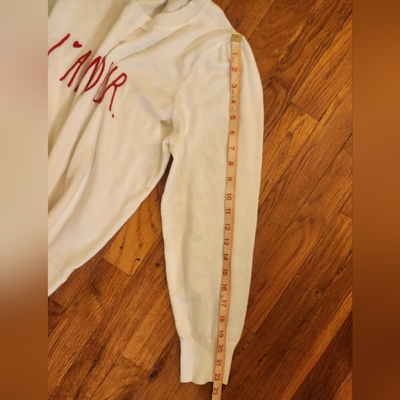 Rae Dunn Red L'Amour White Crewneck Sweater Shirt Women's Size Large - Picture 6 of 11